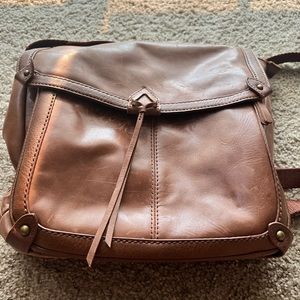 GENTLY USED brown vegan leather convertible backpack purse